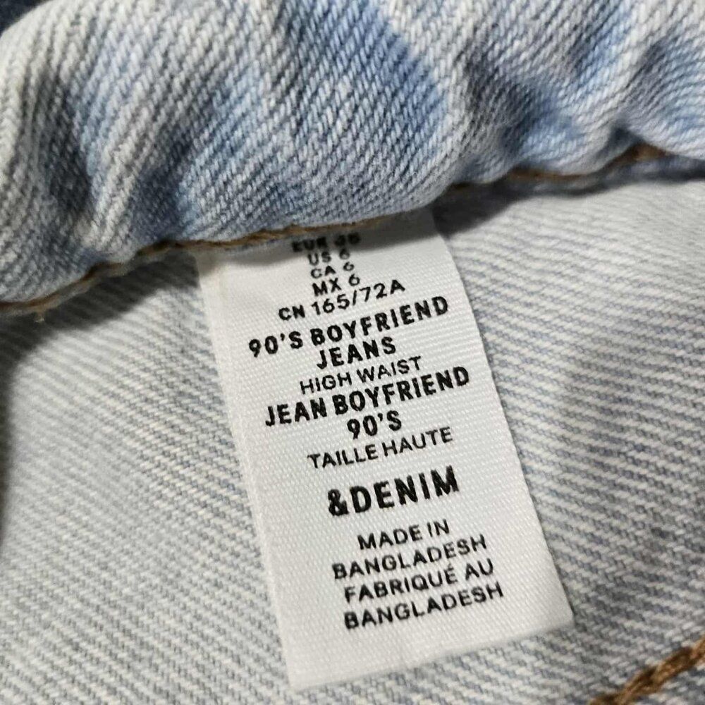 &Denim by H&M 90s Boyfriend Jeans Women's Light Wash Distressed Button Fly Size - Picture 6 of 9